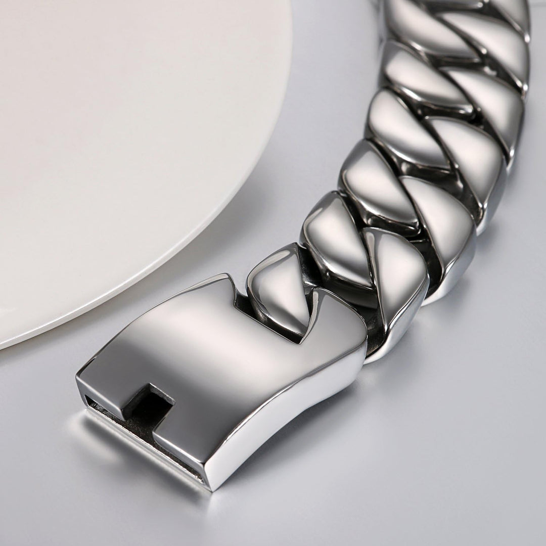 JewelryWe Personalisiert Armband Herren Panzerkette: Edelstahl Gross Schwer Biker Kettenarmband Hoch