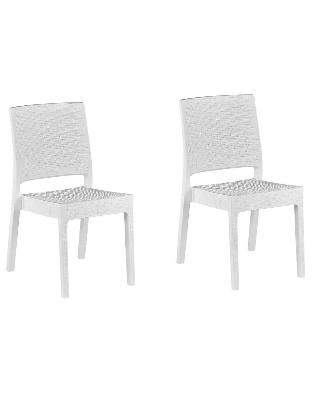 Gartenstühle im 2er Set in Rattanoptik aus Kunststoff weiss Fossano