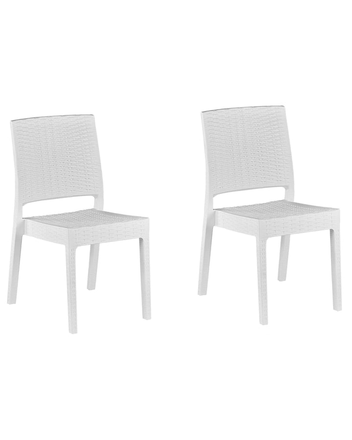 Gartenstühle im 2er Set in Rattanoptik aus Kunststoff weiss Fossano