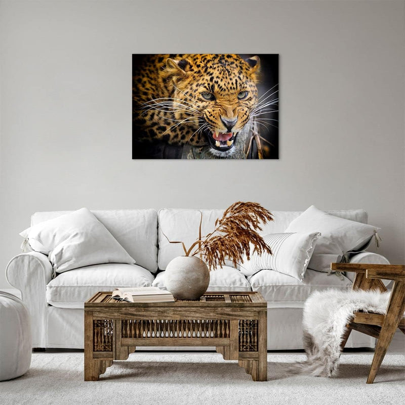 Bilder auf Leinwand Leopard tier savanne afrika Leinwandbild 70x50cm Wandbilder Dekoration Wohnzimme