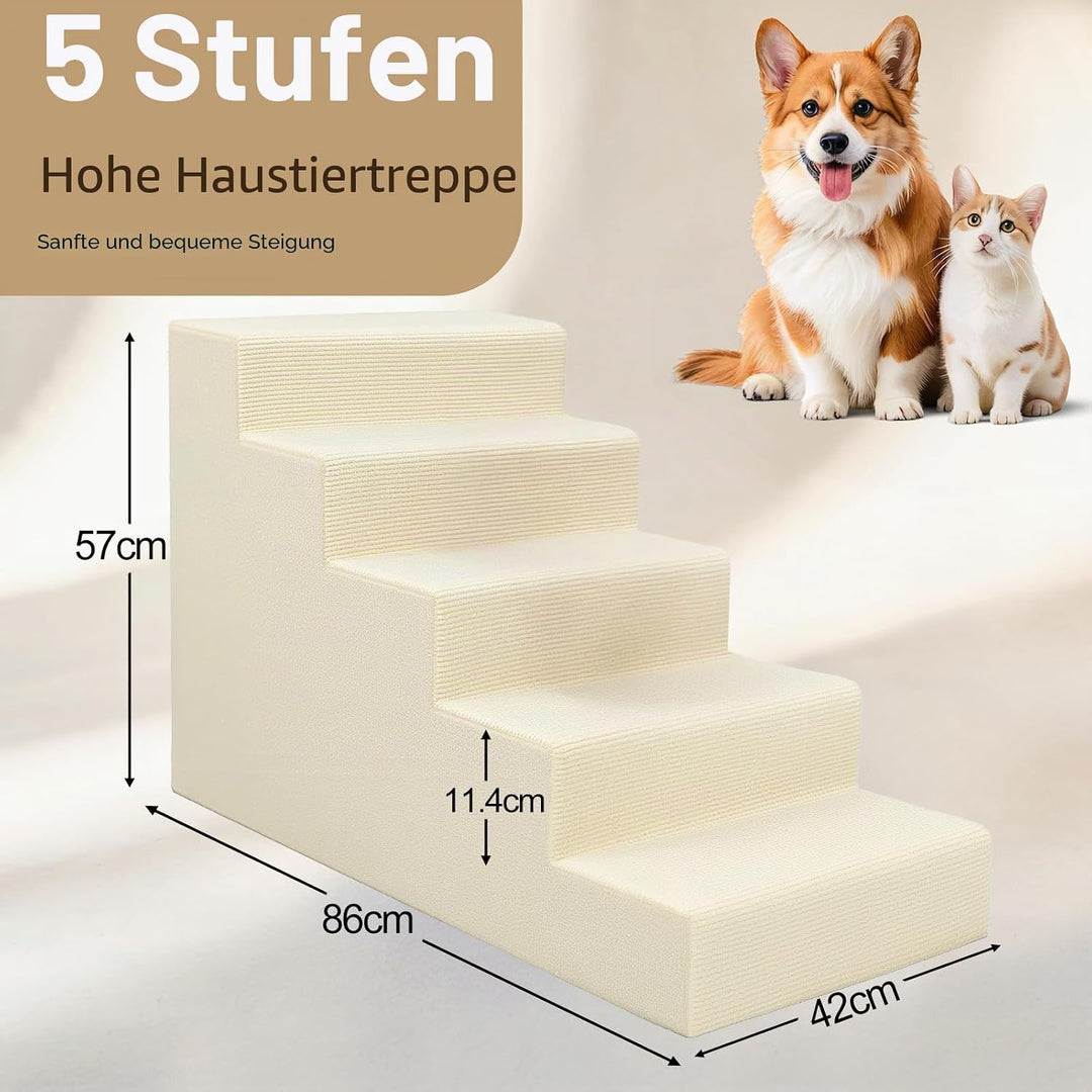 Niubya Hundetreppe für Kleine Hunde, D86xW42xH57 cm, für Katzentreppe Hundetreppe Bett und Sofa, ält