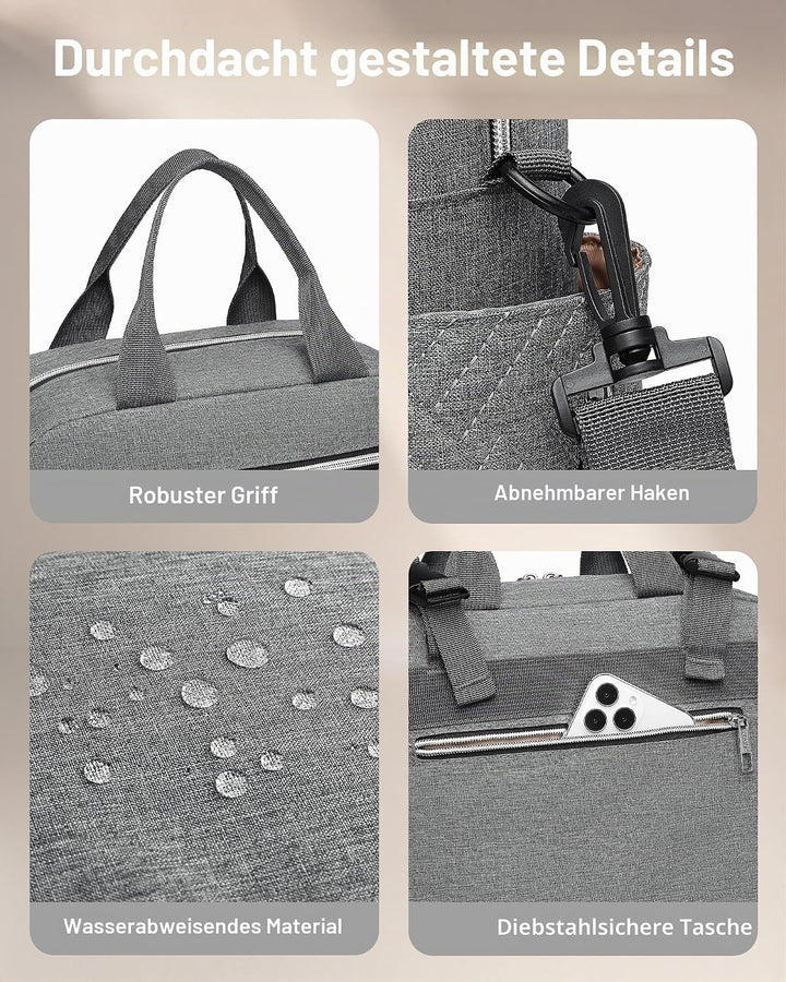 KONO Baby Wickeltasche Windeltasche zum Aufhängen am Kinderwagen, Grosse Reisetasche mit Isolierten