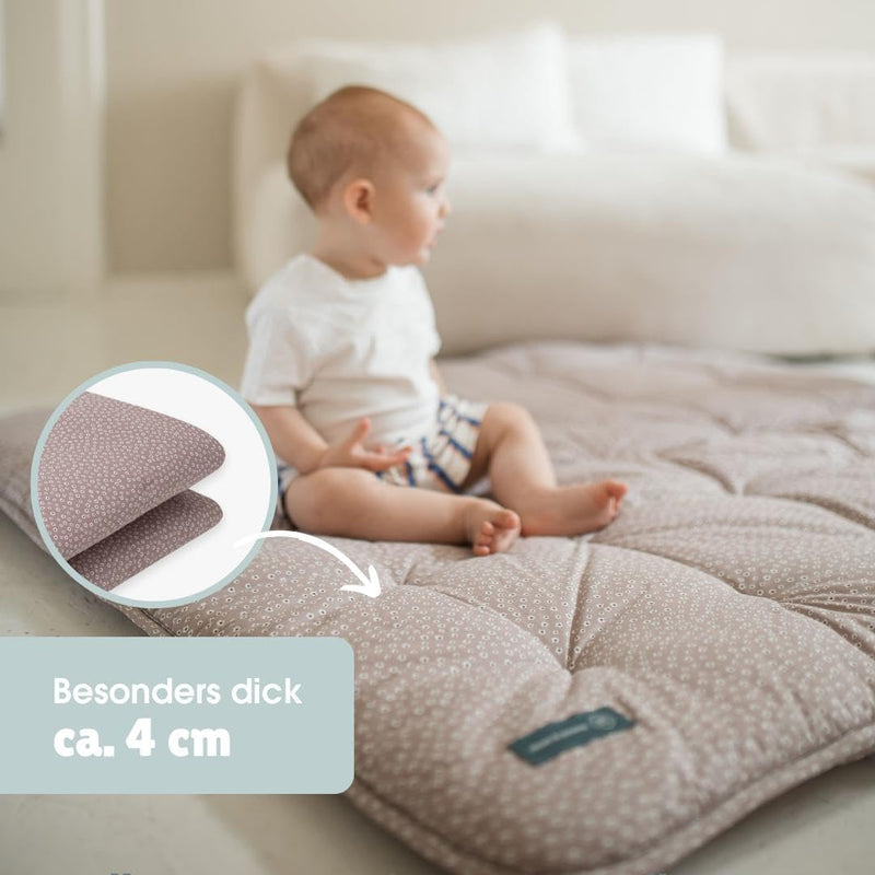emma & noah Krabbeldecke Baby, 120x120 cm, Gross und Gepolstert, Bio-Baumwolle, Oeko-TEX Zertifizier