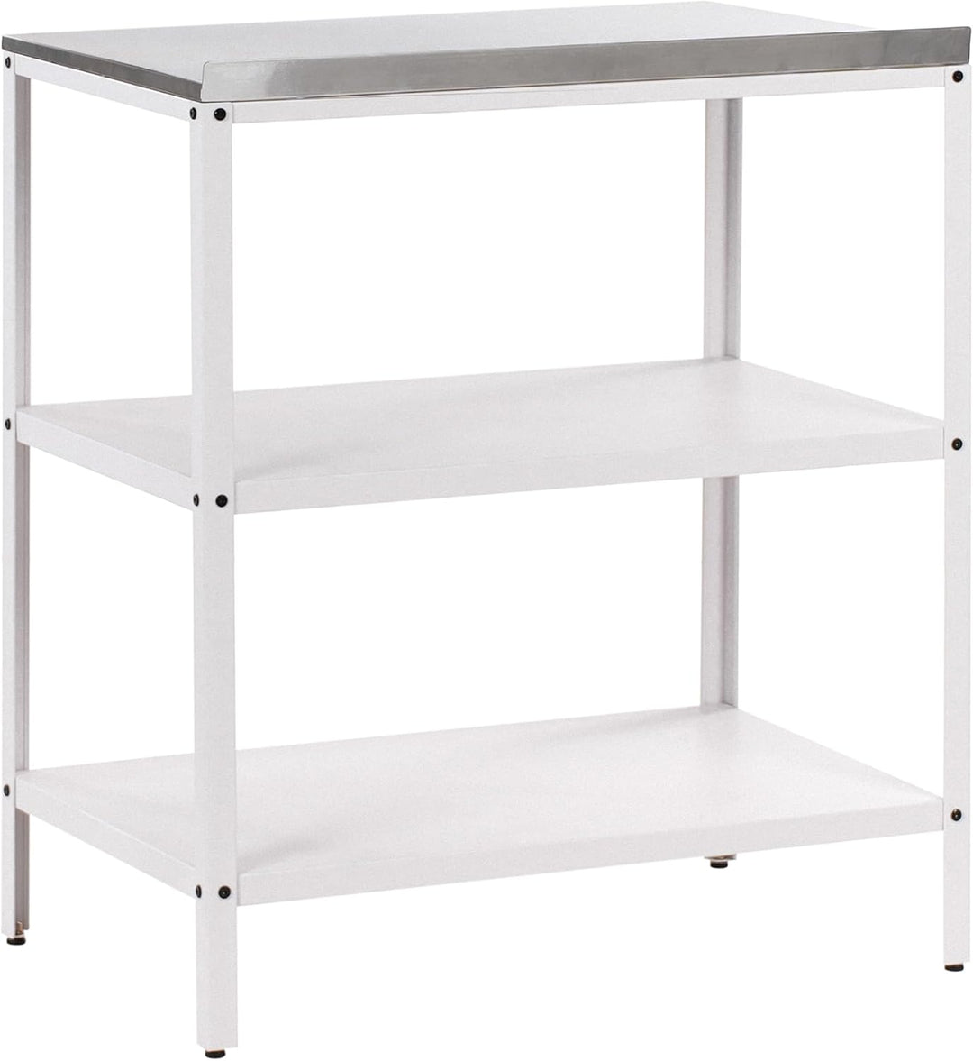 Beliani Outdoor-Kücheninsel Stahl weiss mit Edelstahlplatte Silber modern Vilama