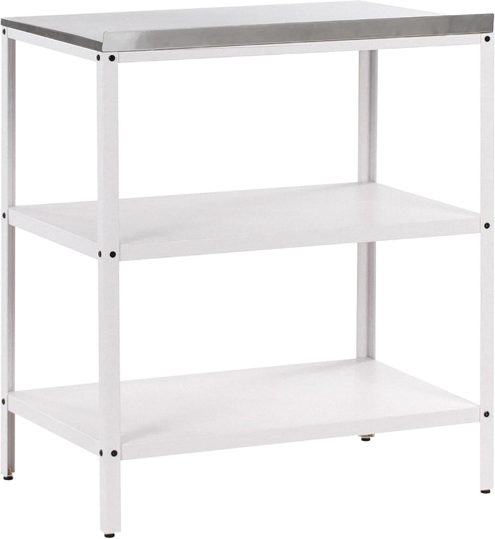 Beliani Outdoor-Kücheninsel Stahl weiss mit Edelstahlplatte Silber modern Vilama