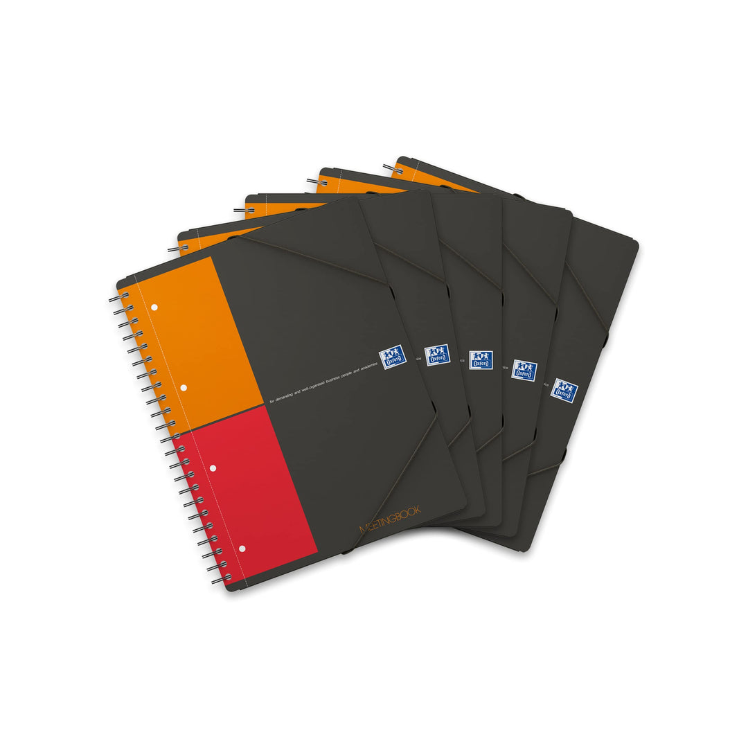 Oxford Meetingbook International A4, kariert, 160 Seiten, mit Gummizugmappe und 3 Einschlagklappen,