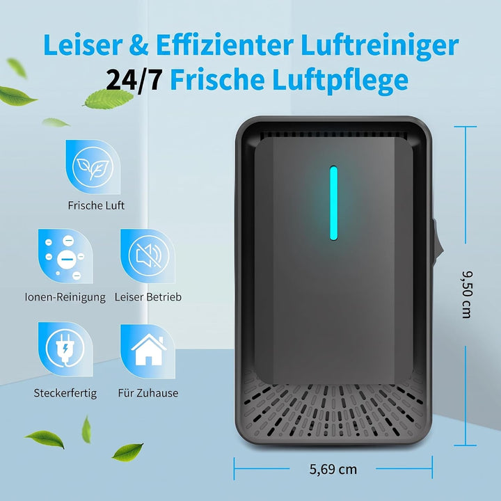 Luftreiniger, Plug-In Ionisator mit Negativen Ionen, Air Purifier IonizerGenerator für Rauch & Haust