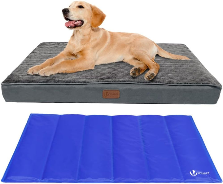 VOUNOT Orthopädisches Hundebett mit Abnehmbarer Kühlmatte, 2 in 1 Hundekissen Mittelgrosse Hunde, Wa