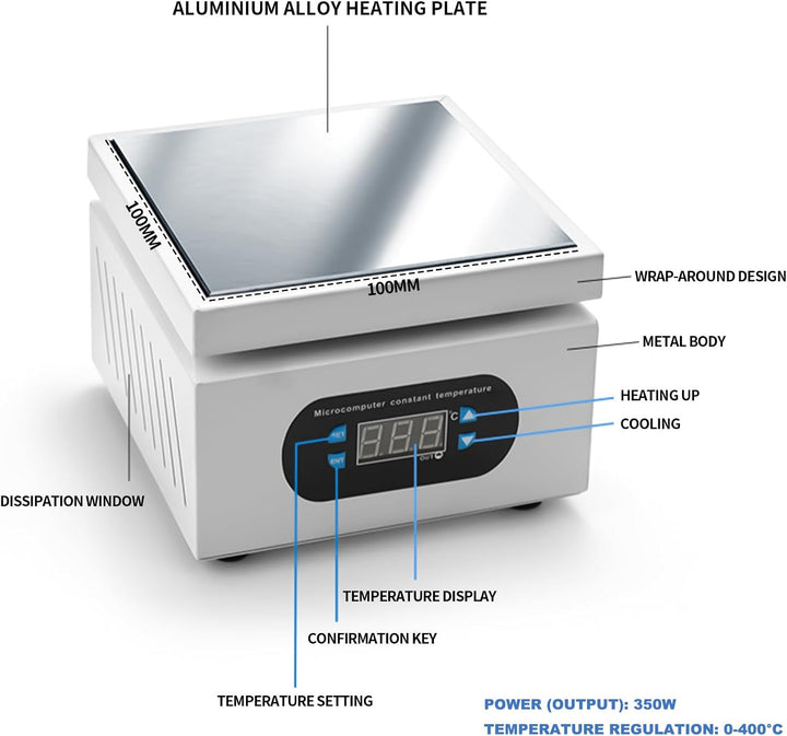 Auveach Lötstation Heizplatte 400 ℃ Elektrisch 350W Schweisser Heizplatte mit Digitalanzeige für Rep