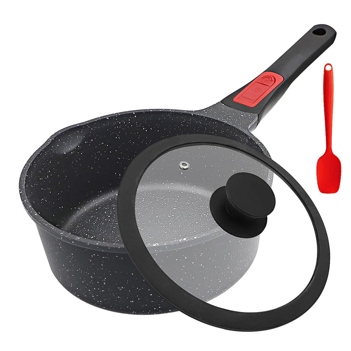 AIKENBBKK Stielkasserolle mit Deckel, antihaftbeschichtet, 2,3 l, kleine Sossentopf zum Kochen, Milc