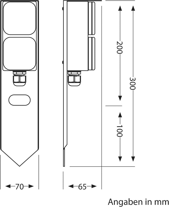 ledscom.de 3 Stück Garten Steckdosensäule PIWI mit Erdspiess für aussen, IP44, 2-Fach, Edelstahl, an