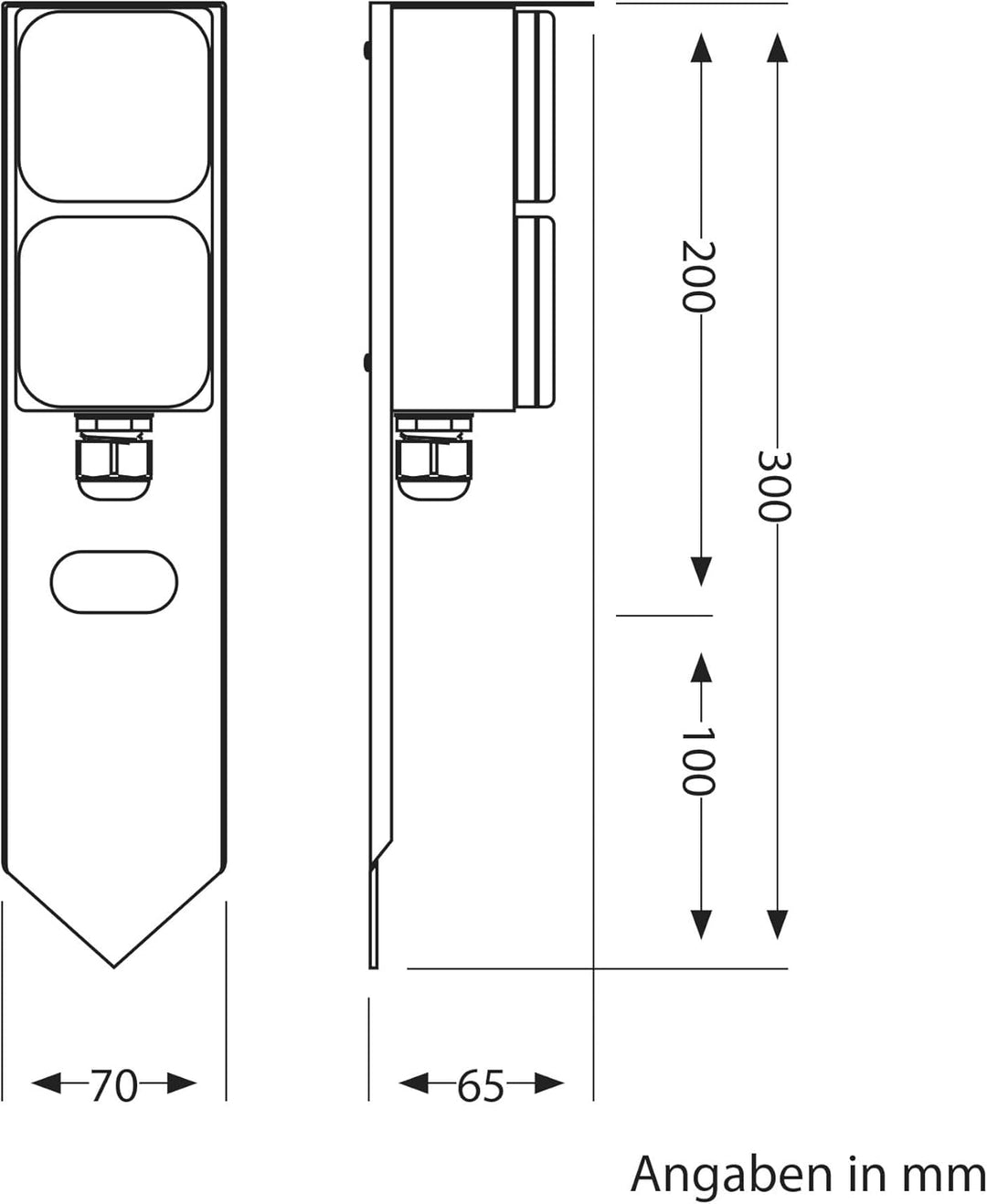 ledscom.de Garten Steckdosensäule PIWI mit Erdspiess für aussen, IP44, 2-Fach, Edelstahl, Kunststoff
