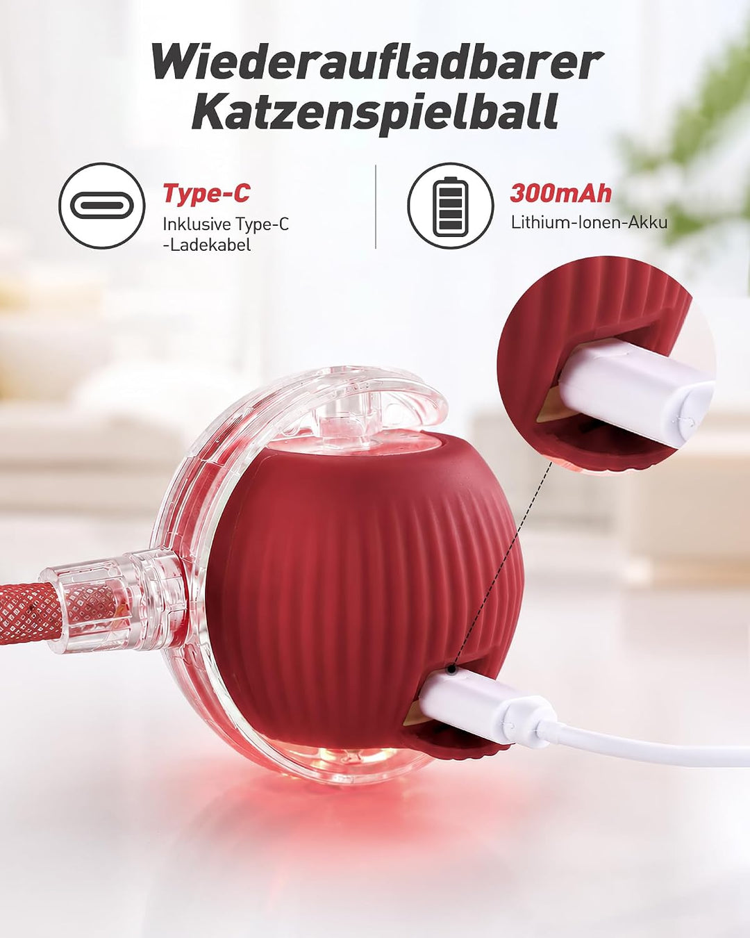 Interaktives Katzenspielzeug Ball, Elektrischer Katzenball Für Drinnen | Katzenspielzeug Mit Schwanz