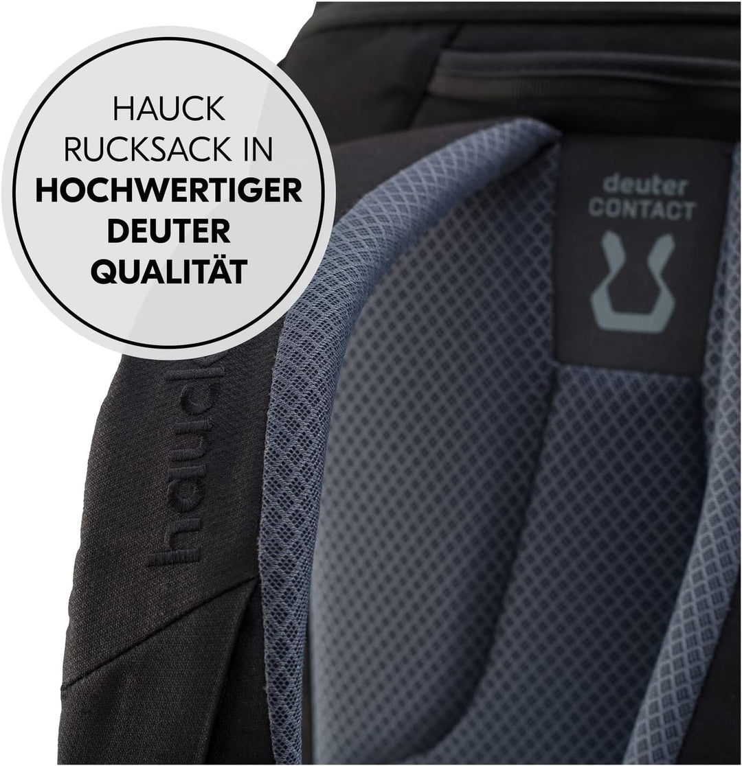 hauck Pack N Walk, Schwarz - Wickelrucksack und Wickeltasche 22 Liter mit Innentaschen, Aussenfächer