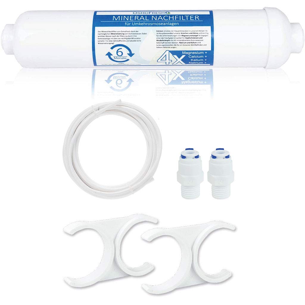 OsmoFresh Mineralnachfilter mit Anschlussset | Nachmineralisierung wertvolle Mineralien wie Calcium,