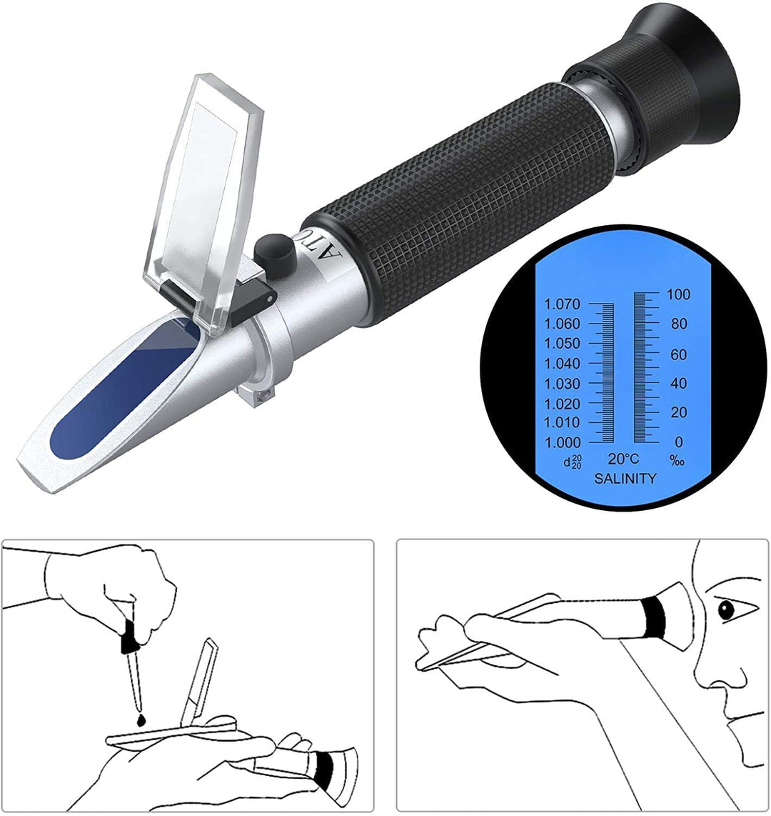 AUTOUTLET Salzgehalt Refraktometer Mit Automatischer Temperaturausgleichung, Hydrometer 0-100 PPT &