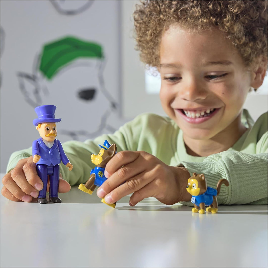 PAW PATROL Hero Pups – Actionfiguren-Set mit 1 Chase Hundefigur, 1 Chaos-Kätzchen Figur und 1 Bürger