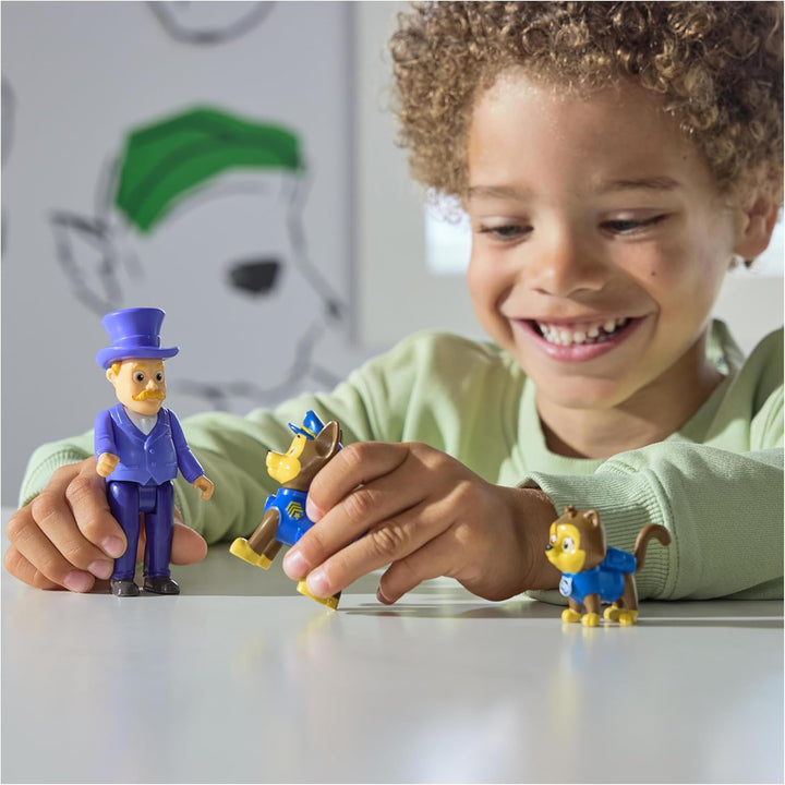 PAW PATROL Hero Pups – Actionfiguren-Set mit 1 Chase Hundefigur, 1 Chaos-Kätzchen Figur und 1 Bürger