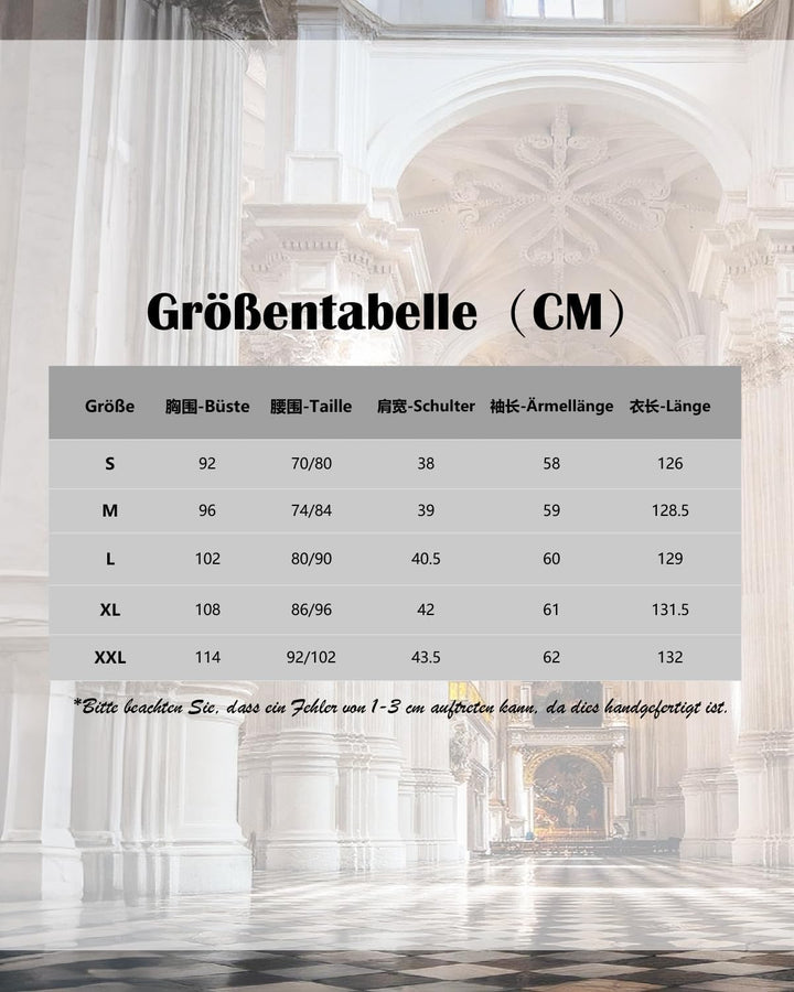 CR ROLECOS Mittelalter Kleid Damen Gothic Viktorianisches Kleid Schwarz Maxikleid Langarm Renaissanc