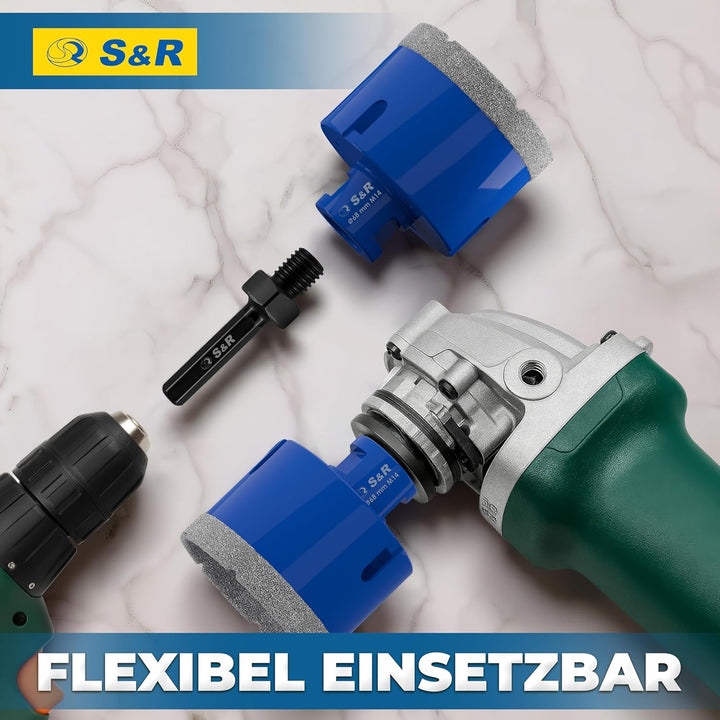 S&R Professional Diamant Fliesenbohrer 68 mm, Lochsäge für Fliesen M14 Gewinde, Diamant Bohrer Flies