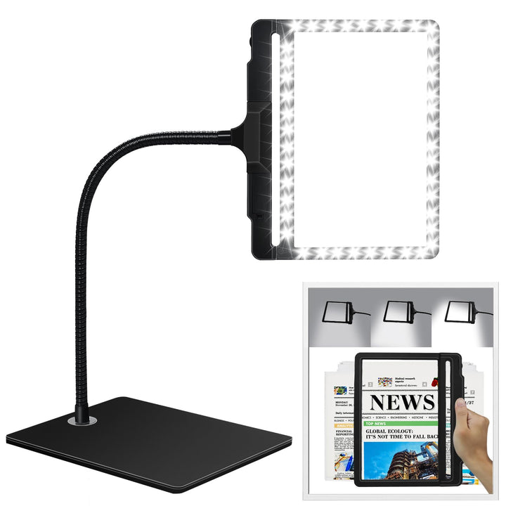 NZQXJXZ 5X Lupe mit Licht und Ständer, 2-in-1 Abnehmbare Leselupe mit Licht für Senioren Gross, 42 L