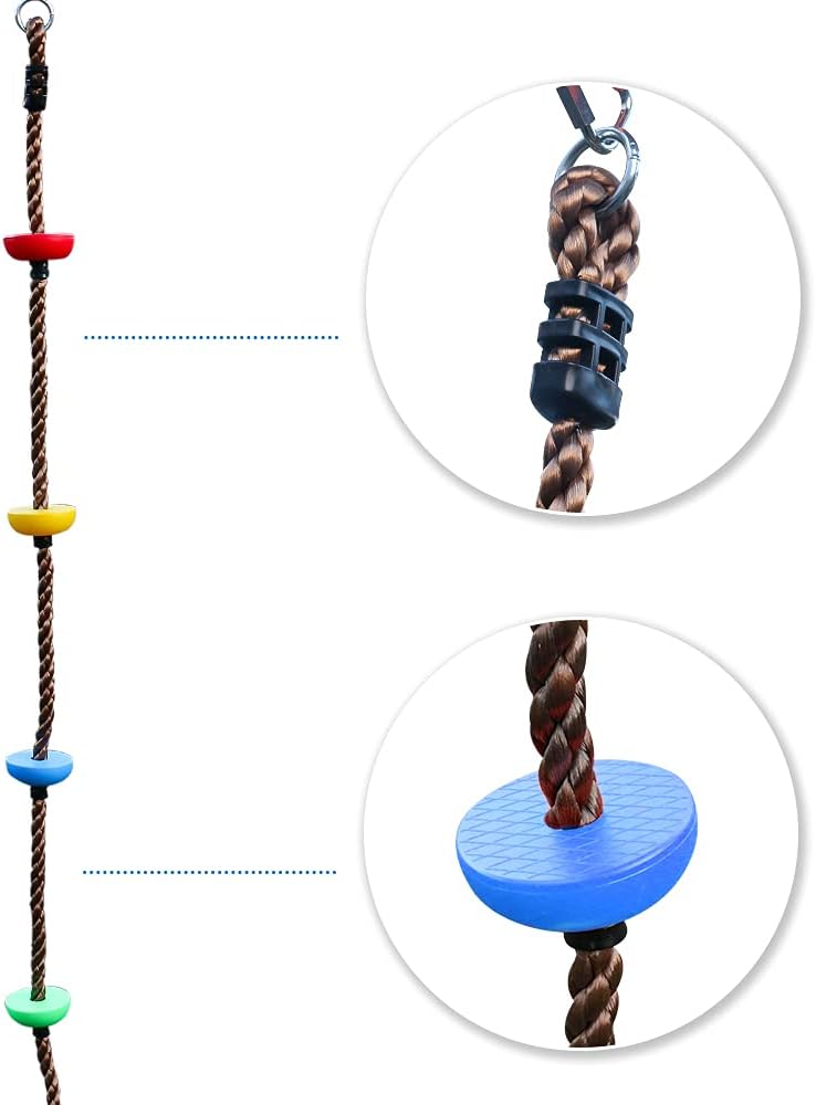 2 m Kletterseil Schaukel mit Trittflächen Kletter-Tau Tellerschaukel Hängeschaukel Ninja Seil Ninja