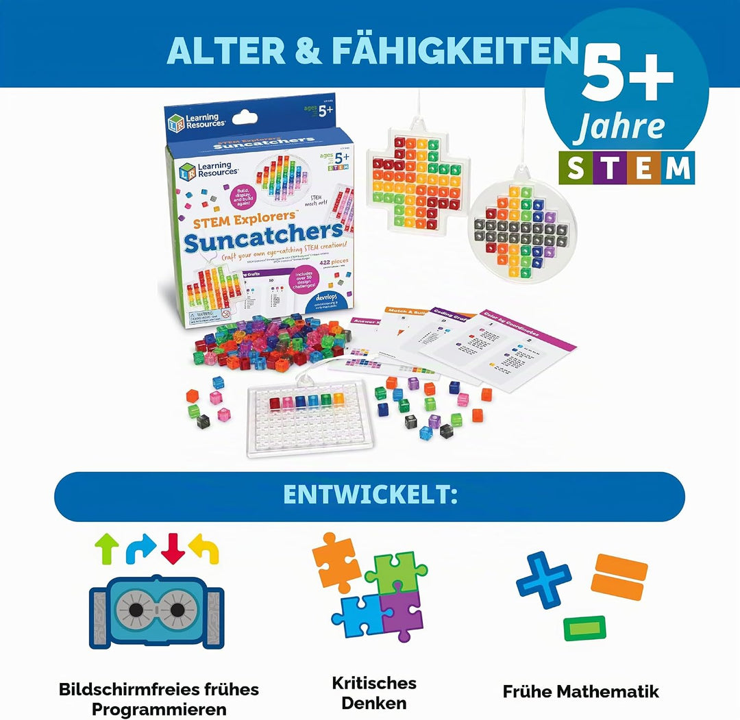 Learning Resources Mint Explorers Sonnenfänger für Fenster, Geschenke für 5-Jährige, 30 Mint-Herausf