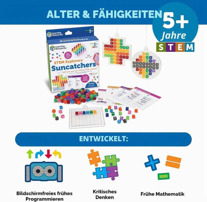 Learning Resources Mint Explorers Sonnenfänger für Fenster, Geschenke für 5-Jährige, 30 Mint-Herausf