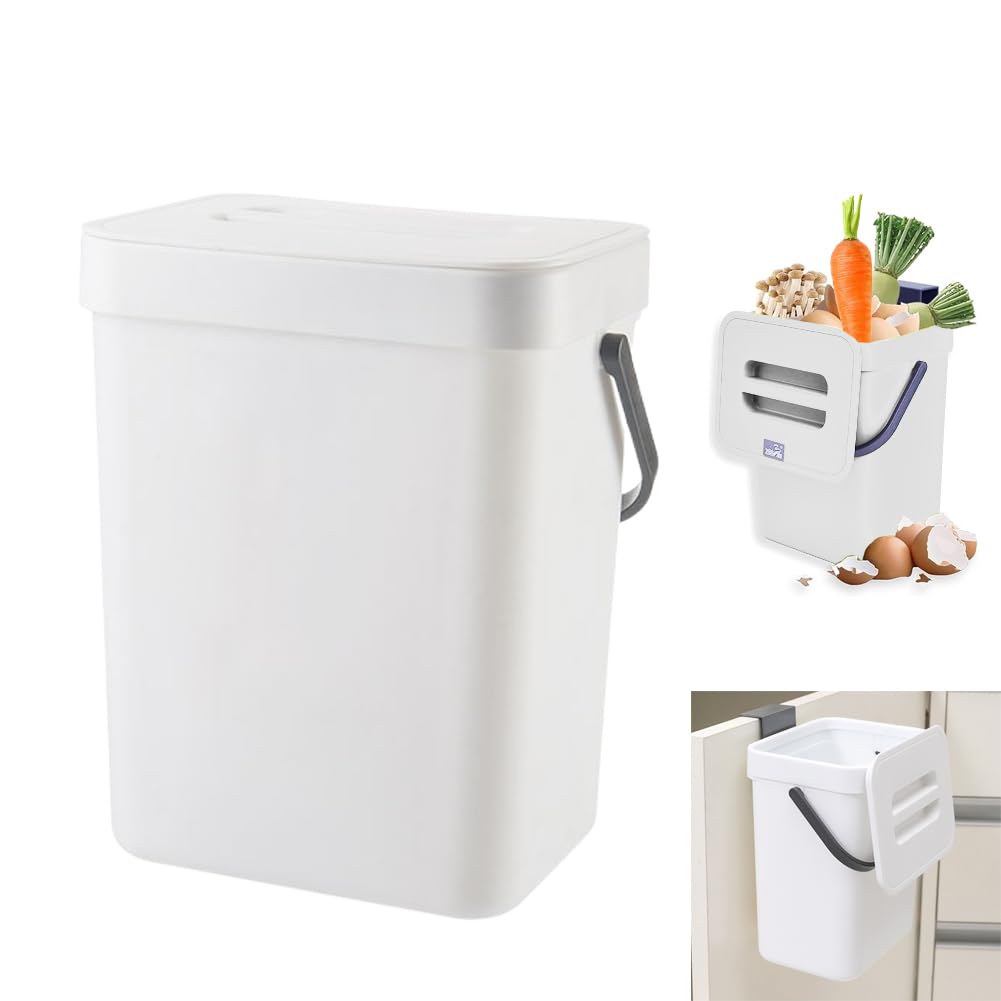 Mülleimer Küche, Biomülleimer Küche Klein, 3L Abfalleimer mit Deckel, Küchenabfalleimer Windeleimer