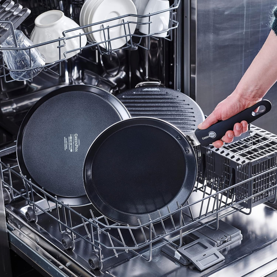 GreenPan Essentials Runde Grillpfanne (28 cm), gesunde keramische Antihaftbeschichtung, PFAS-frei, i