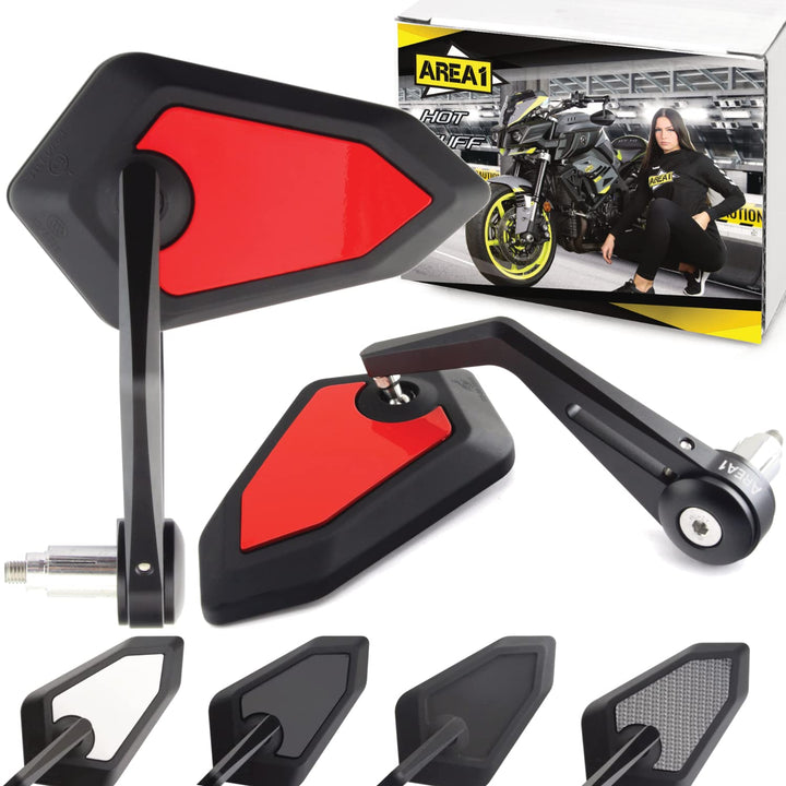 Area1 universal Motorrad Lenkerendenspiegel Rückspiegel Paar e-geprüft kompatibel mit Duke SMC/R MT0