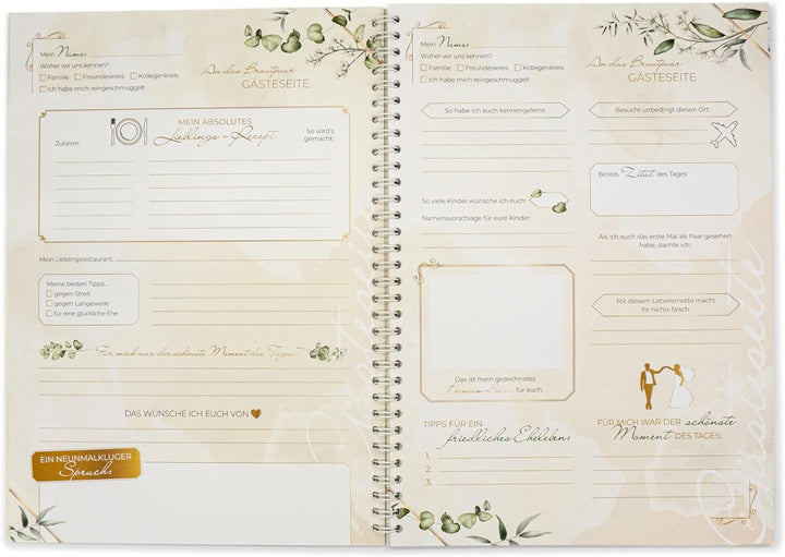 KOCHDIALOG XXL Gästebuch Hochzeit -Greenery– Gästebuch zur Hochzeit mit lustigen Fragen im Innenteil