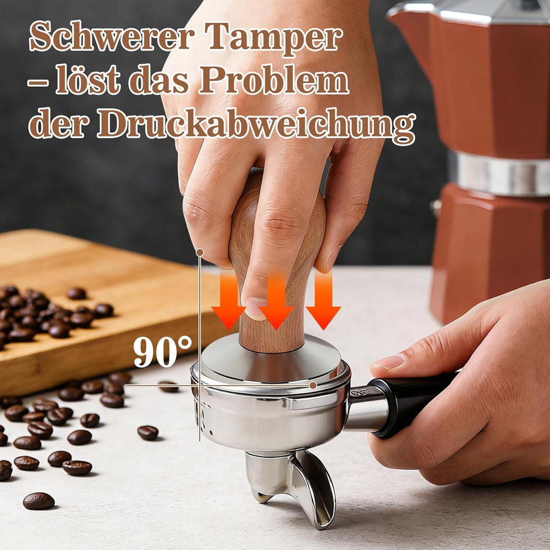 Kaffee Tamper 51mm Set, Siebträger Zubehör Set mit Puck Screen 51mm, WDT Tool, Tampermatte und Magne
