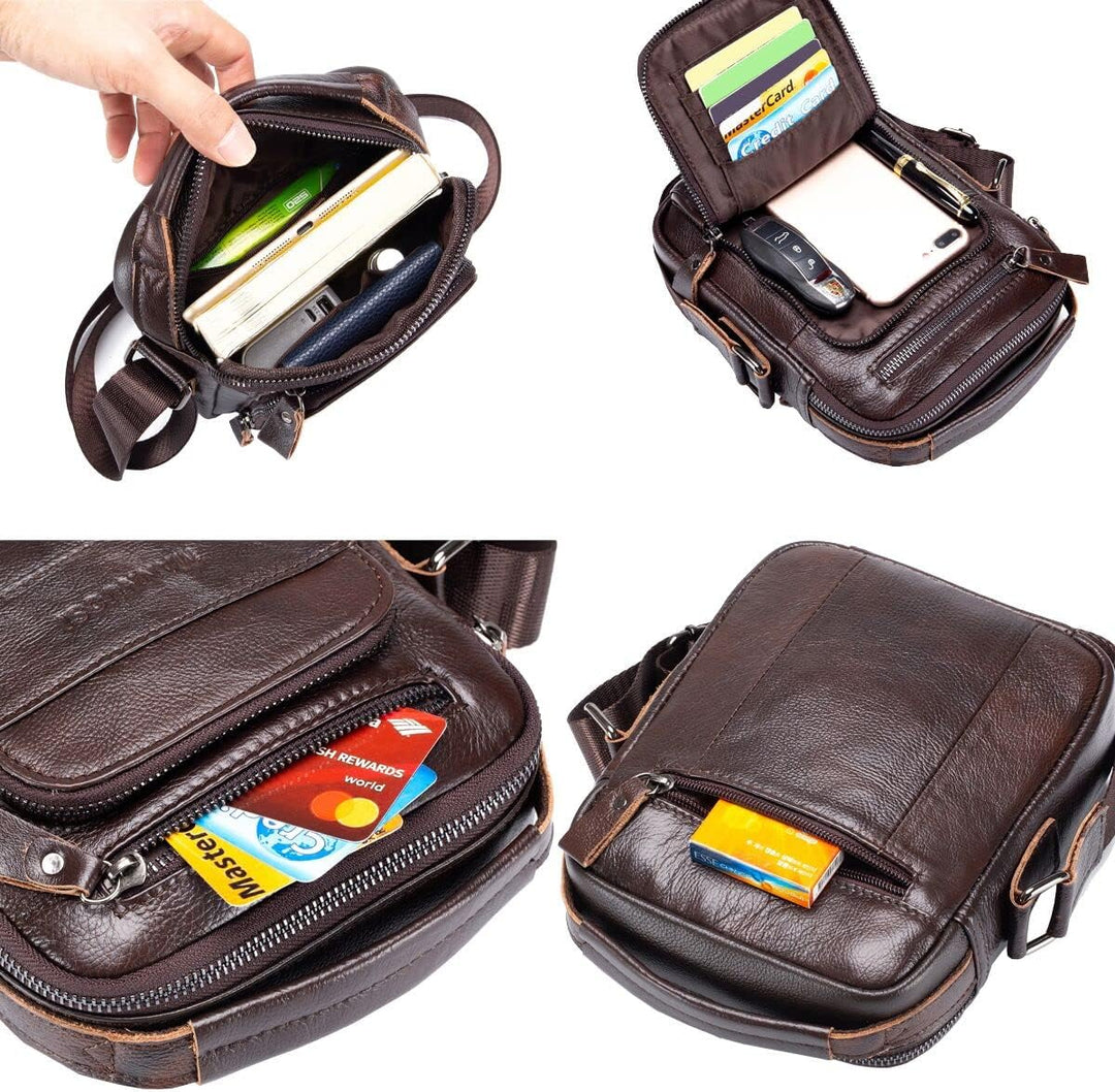 Herren Schultertaschen business freizeit reise Henkeltaschen echtleder vintage Handtaschen Braun, Br