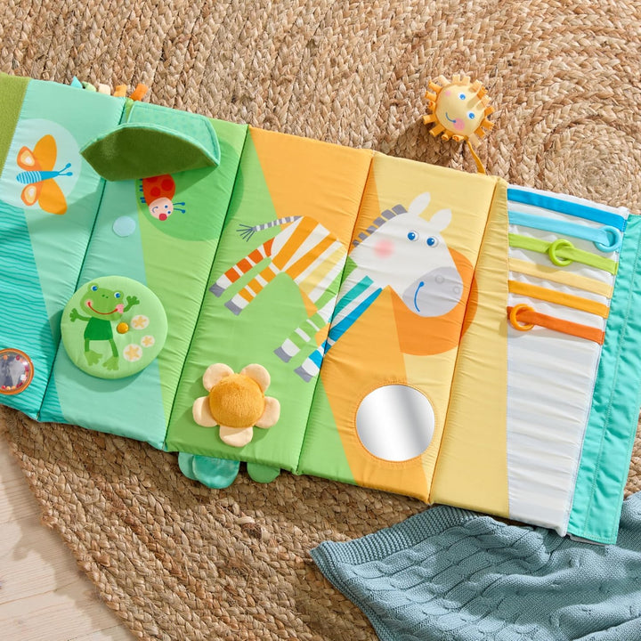 HABA Baby Entdeckerrolle Zebra – Erstes Baby-Spielzeug 4-in-1 Multitalent ab 6 Monaten mit spannende