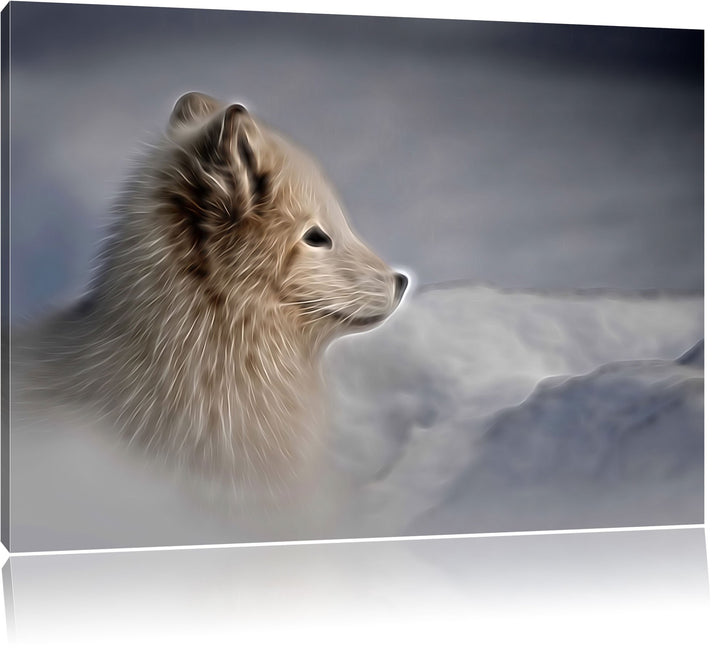 Anmutiger Polarfuchs im Schnee Deluxe Format: 100x70 cm auf Leinwand, XXL riesige Bilder fertig gera