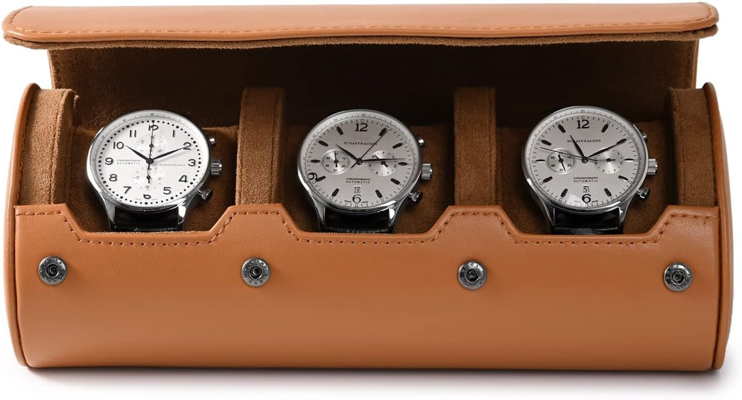 Oirlv Luxus PU Leder 3 Schlitze Uhrenrolle Uhrenbox Für Geschenkbox Weihnachten Jubiläum Geburtstag(