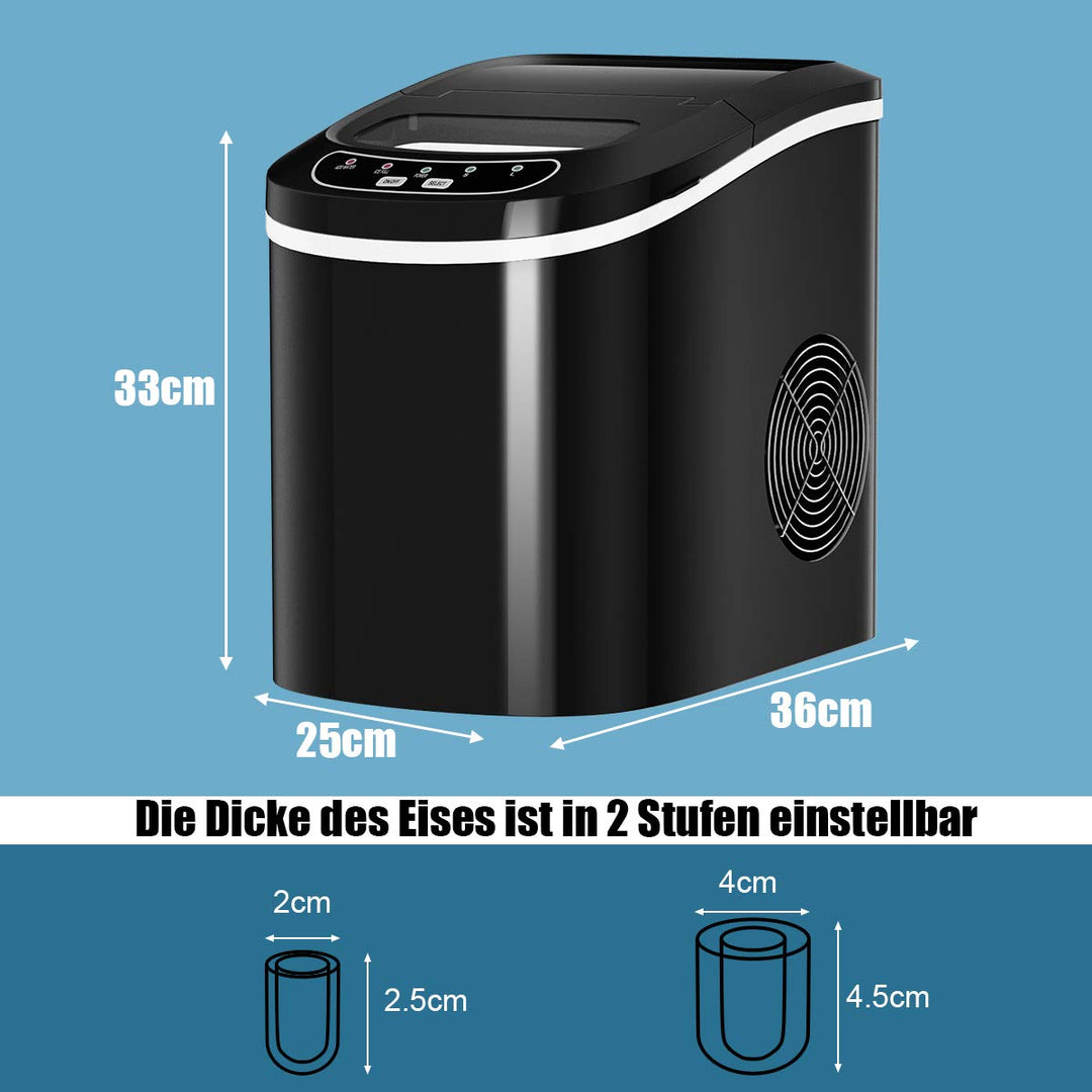 GOPLUS Eiswürfelmaschine, 12kg in 24 Std. Eiswürfelbereiter mit 2 Eiswürfel-Grössen & 2,2 Liter Wass