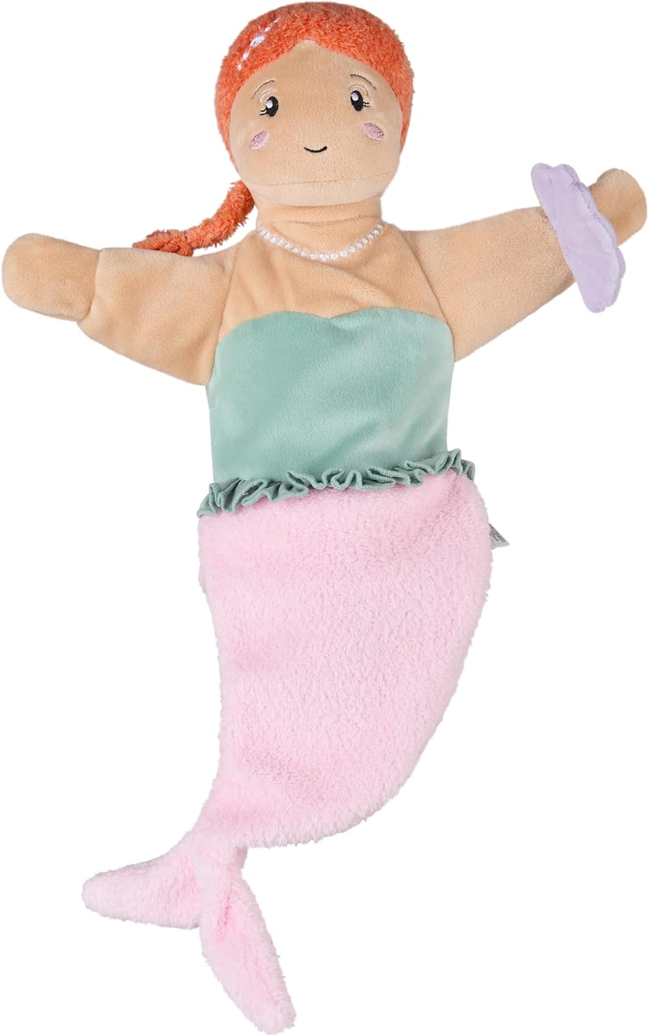 Sterntaler Handpuppe Meerjungfrau aus weichem Flausch, Kinder- und Babyspielzeug, Kopf wattiert mit