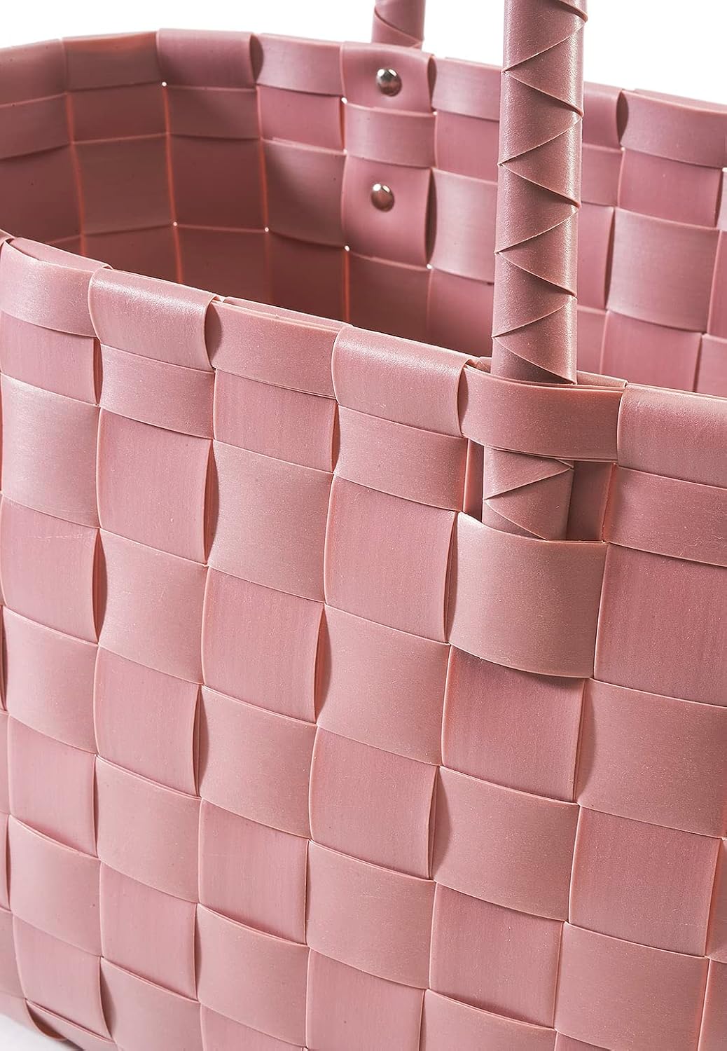 Kobolo Tasche Einkaufstasche Einkaufskorb geflochten Kunststoff Shopper - Rose XXL - rosa