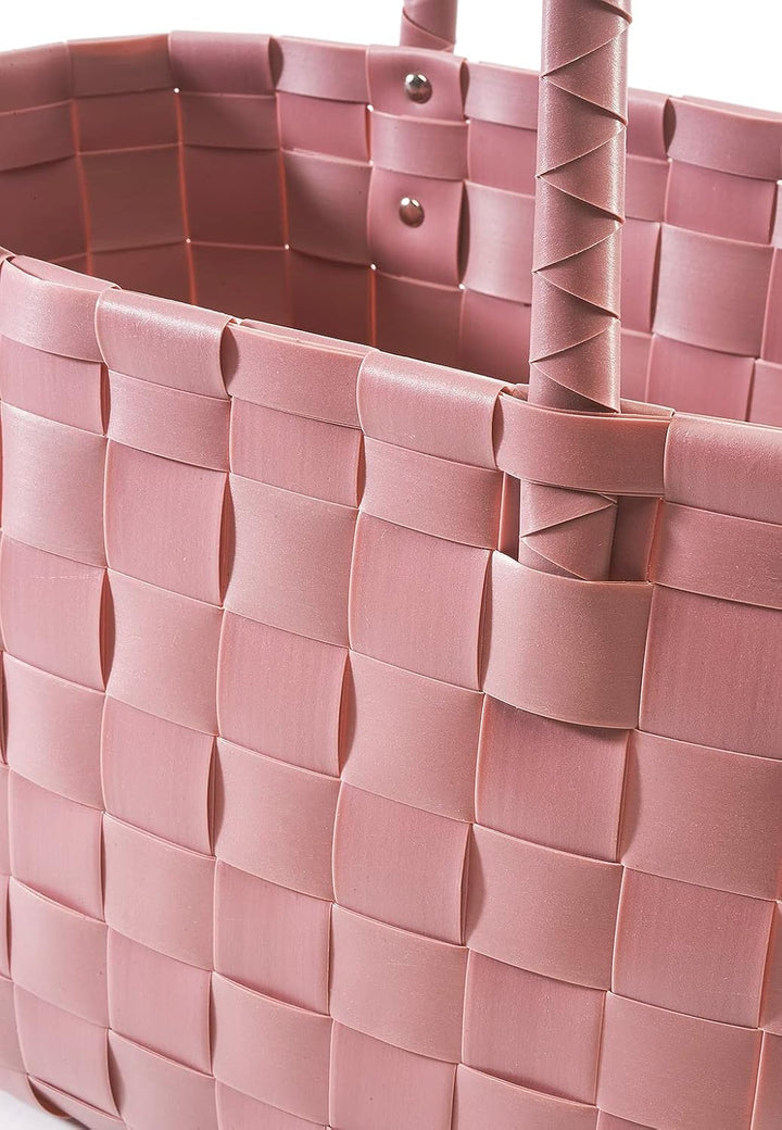 Kobolo Tasche Einkaufstasche Einkaufskorb geflochten Kunststoff Shopper - Rose XXL - rosa