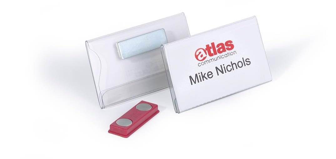 Durable Namensschild (mit Magnet, 40 x 75 mm) Packung à 25 Stück, transparent, 811619, 40 x 75 mm