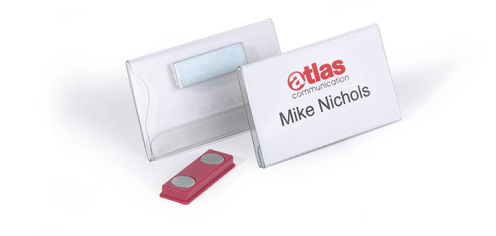 Durable Namensschild (mit Magnet, 40 x 75 mm) Packung à 25 Stück, transparent, 811619, 40 x 75 mm