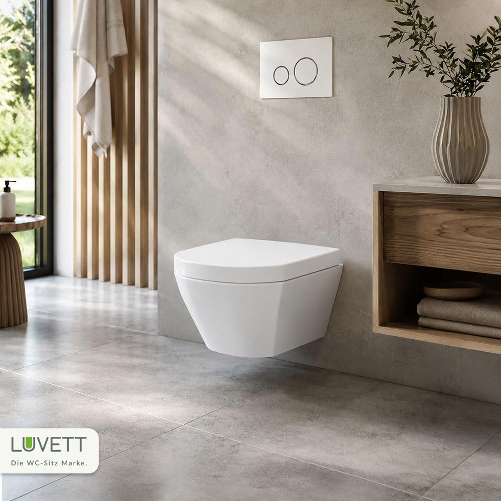 LUVETT® WC-Sitz D230 D-Form Weiss mit Absenkautomatik SoftClose, EasyClean (abnehmbar), Duroplast, e
