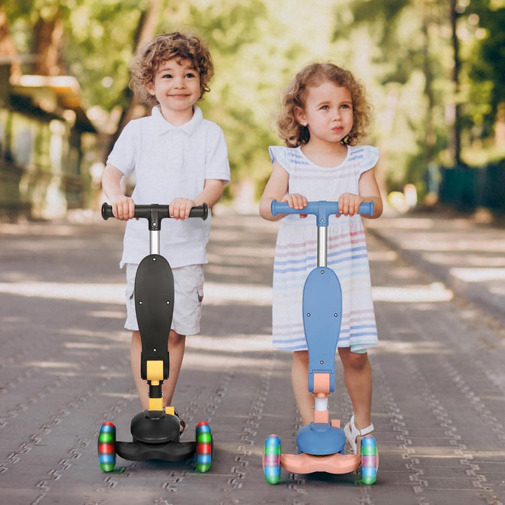BremToy Kinderroller mit Sitz, Tretroller mit LED Rädern, Kinder Scooter mit Höhenverstellbarem Lenk