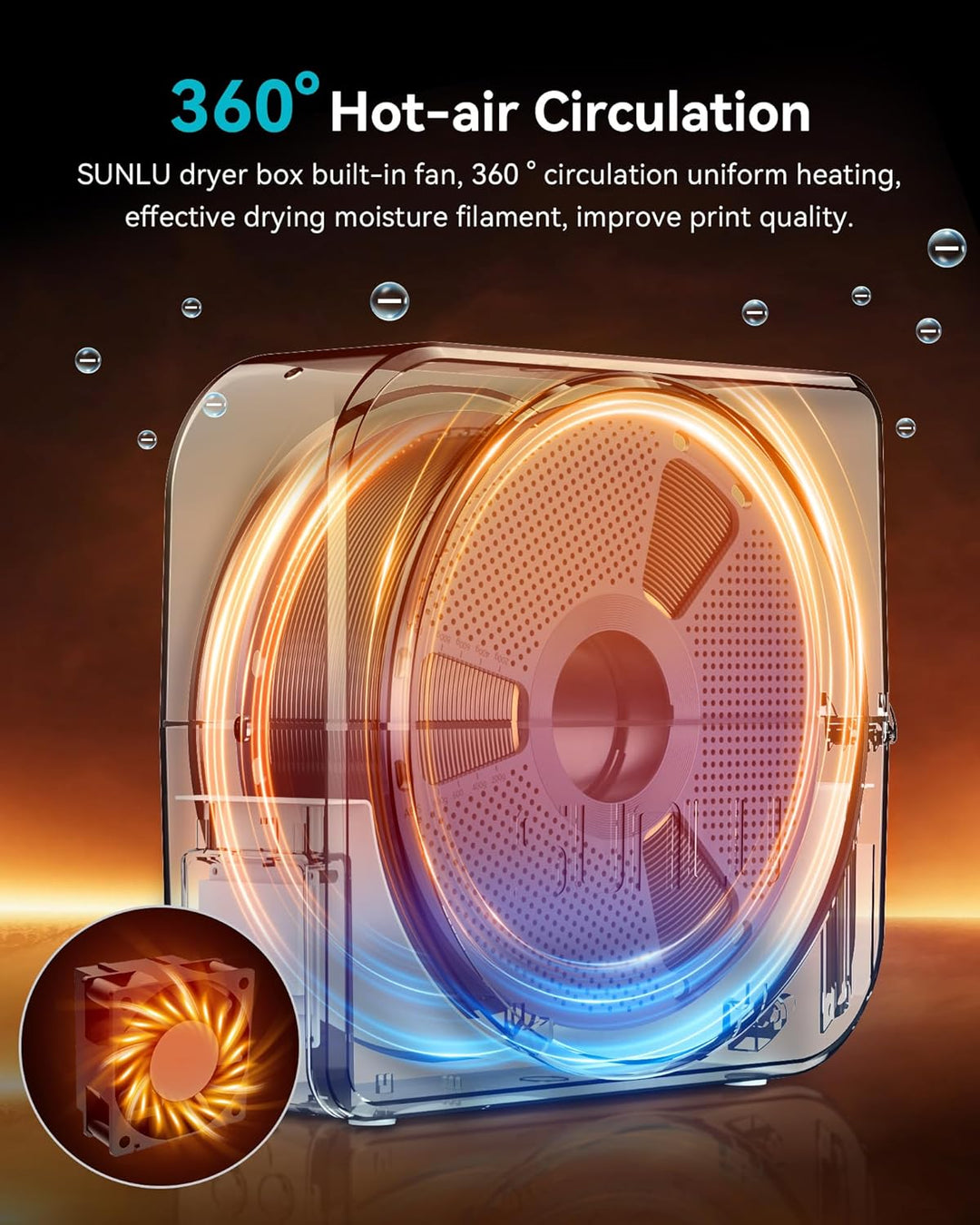 Aktualisierte Filament Trockner Box mit Lüfter, SUNLU S1 Plus Filament Trockner für 3D Drucker Filam