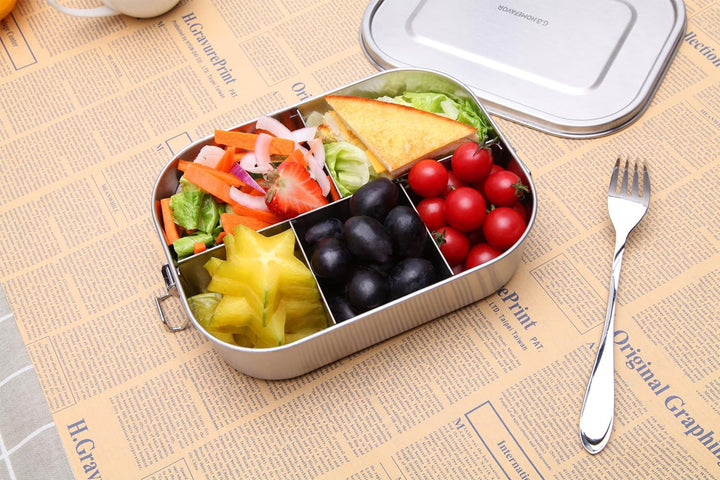 G.a HOMEFAVOR Edelstahl Brotdose Metall Lunchbox mit 5 Fächern 1400ml Auslaufsichere Bento Box Gross