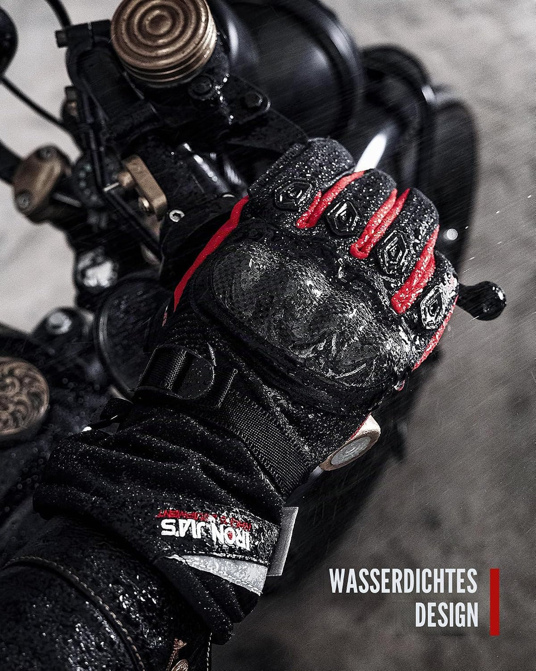 BORLENI Winter Motorradhandschuhe Herren, Motorrad Handschuhe Herr Warm Winterhandschuhe Wasserdicht