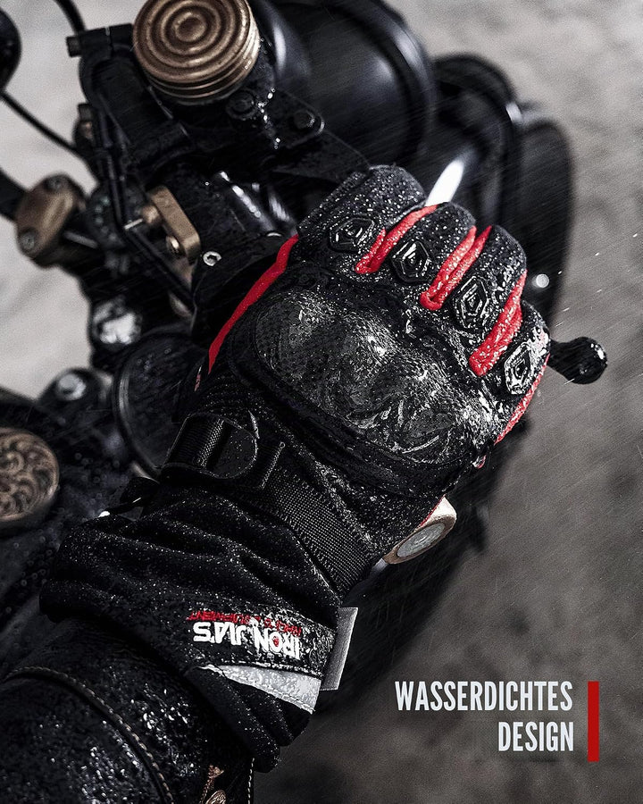 BORLENI Winter Motorradhandschuhe Herren, Motorrad Handschuhe Herr Warm Winterhandschuhe Wasserdicht