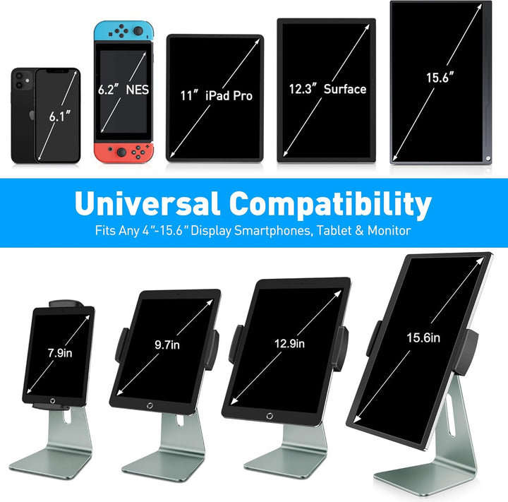 AboveTEK Verstellbarer Aluminium-Tablet-Ständer, 360° drehbarer Display-Halter für 7–12,9 Zoll iPad